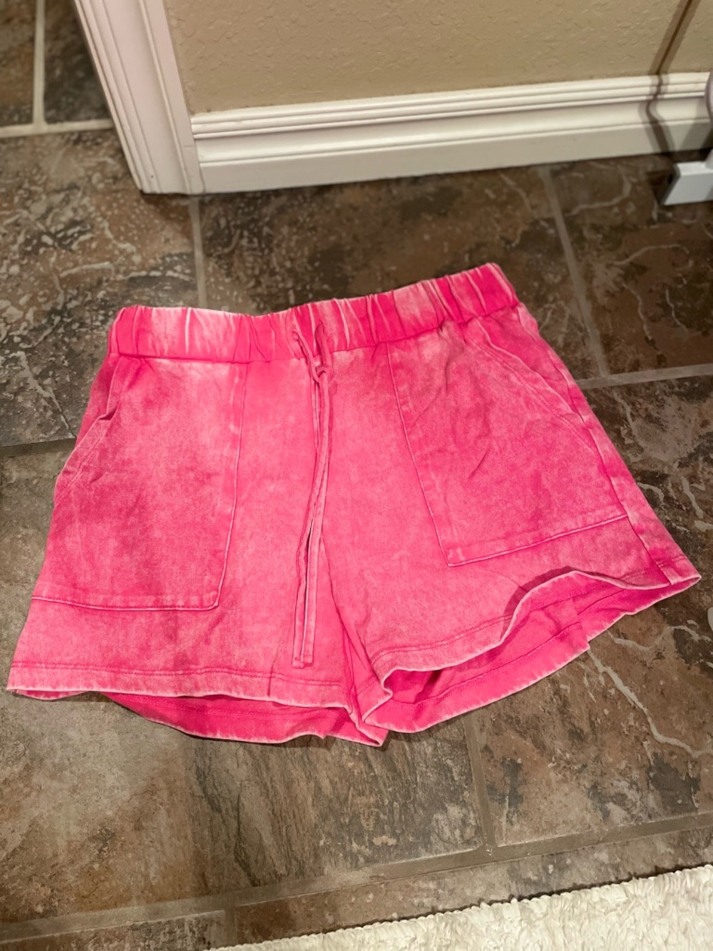 Zenana Outfitters Hot Pink Drawstring Athletic Shorts